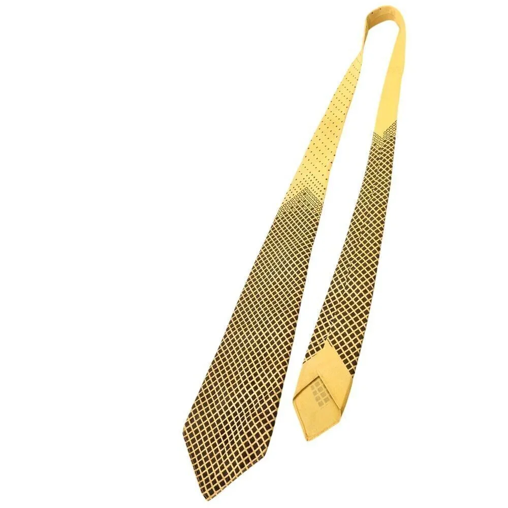 50s Carnavale de Venise Italy Silk Tie Black Diamond Pattern on Vanilla 2.25x51